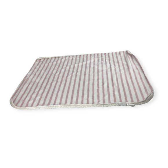 lila & jack new york Reversible Sherpa blanket couverture baby pink stripes - Picture 1 of 16